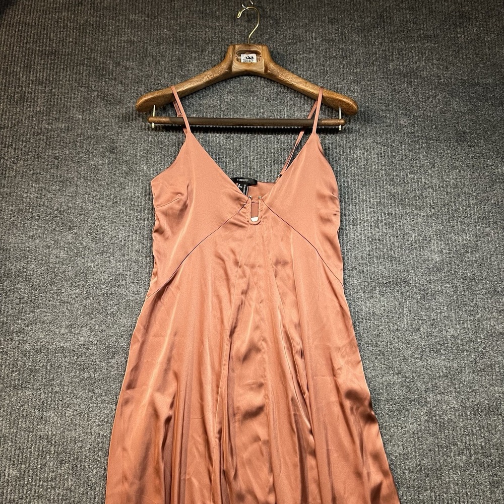 NWT Forever 21 Long Satin Dress Salmon Color Women's XS Lightweight